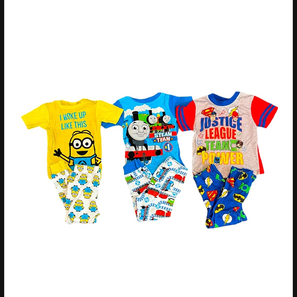Set of 3 Boys Short Sleeve and Pants Pajama Sets